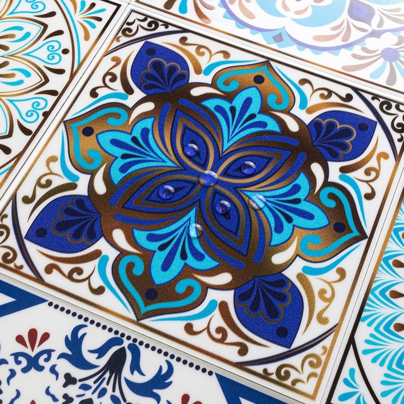 DICOFUN 32 Moroccan Tile Peel and Stick Backsplash, 6" x 6" Waterproof Mandala Stick on Wall Tiles (Style 3) - Image 3